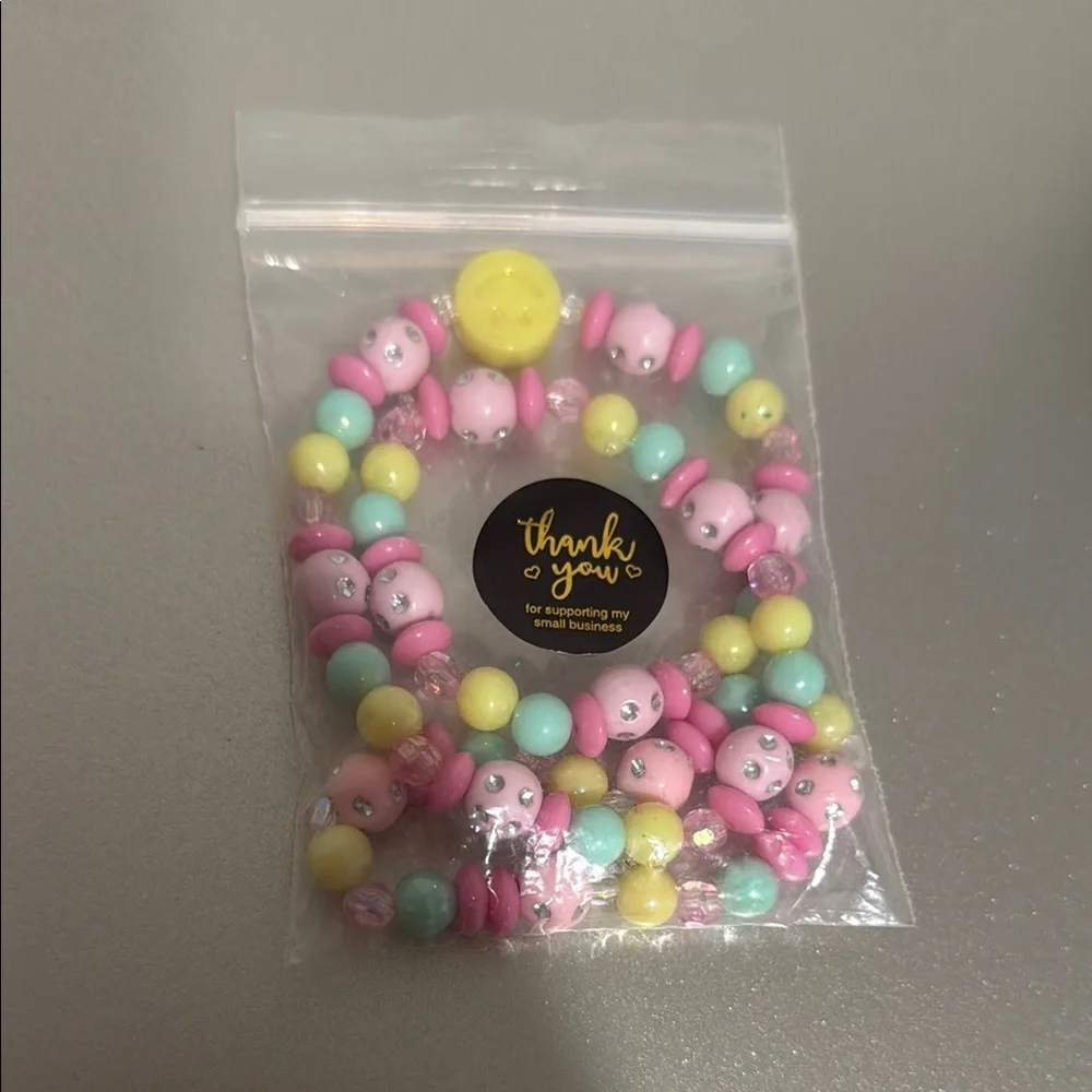 Pink and Yellow Beaded Jewelry Set Fun Accessories